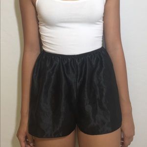 Black satin shorts
